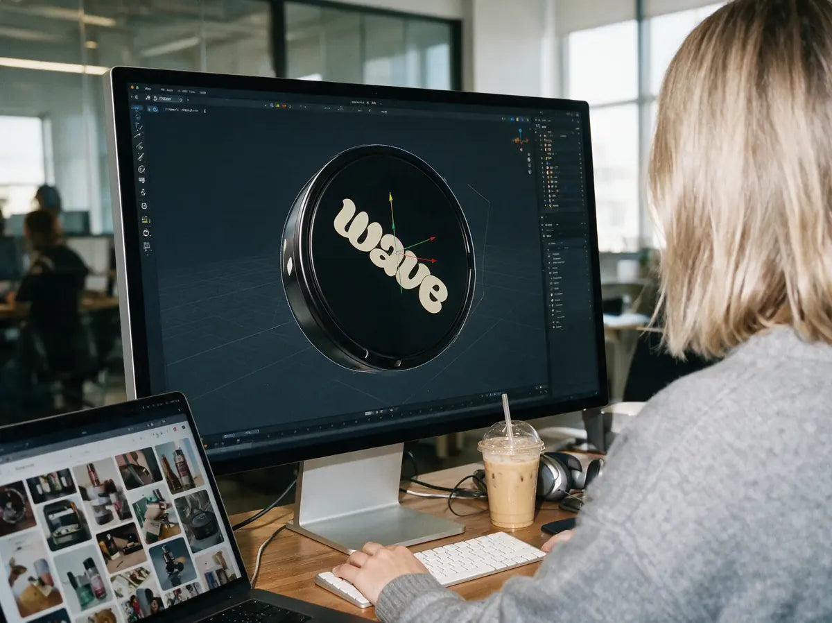 Het WAVE-blikje ontwerpen op een computerscherm